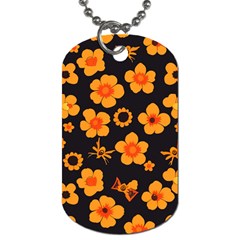Retro 40s 50s Flowers Pattern Halloween Dog Tag (one Side) by violetheavensky