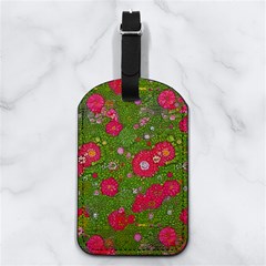 Mid Century Retro Floral 1970s 1960s Pattern 88 Nappa Leather Luggage Tag Rectangle by violetheavensky