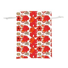 Mid Century Retro Floral 1970s 1960s Pattern 91 Lightweight Drawstring Pouch (l) by violetheavensky