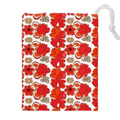 Mid Century Retro Floral 1970s 1960s Pattern 91 Drawstring Pouch (4xl) by violetheavensky