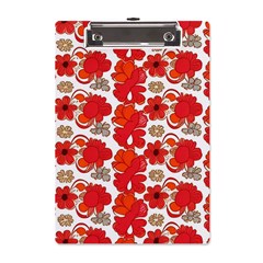 Mid Century Retro Floral 1970s 1960s Pattern 91 A5 Acrylic Clipboard by violetheavensky