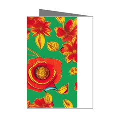 Mid Century Retro Floral 1970s 1960s Pattern 89 Mini Greeting Cards (pkg Of 8) by violetheavensky