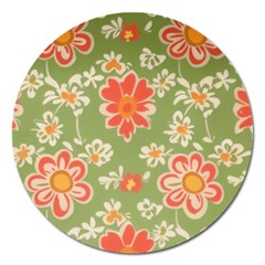 Retro 40s 50s Mexico Flowers Pattern 3 Magnet 5  (round) by violetheavensky