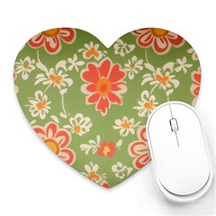 Retro 40s 50s Mexico Flowers Pattern 3 Heart Mousepad by violetheavensky