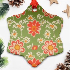 Retro 40s 50s Mexico Flowers Pattern 3 Ornament (snowflake) by violetheavensky