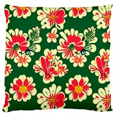 Retro 40s 50s Mexico Flowers Pattern 2 Large Premium Plush Fleece Cushion Case (one Side) by violetheavensky