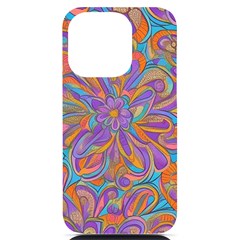 Mid Century Retro Floral 1970s 1960s Pattern 75 Iphone 14 Pro Black Uv Print Pc Hardshell Case by violetheavensky