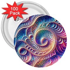 Abstract Fractal Art Swirl Pattern 3  Buttons (100 Pack)  by Salmanaz77