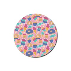 Ice Cream Donut Sweets Candie Rubber Coaster (round) by Apenda