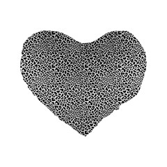 Black White Leopard Standard 16  Premium Heart Shape Cushions by DinkovaArt