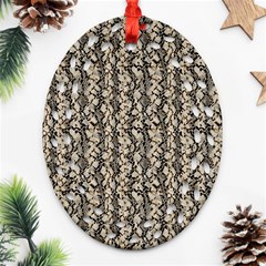 Beige Snake Pattern Ornament (oval Filigree) by DinkovaArt