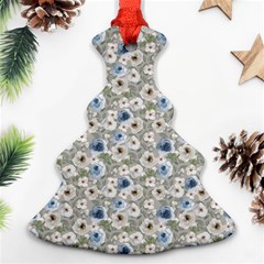 Grey Roses Christmas Tree Ornament (two Sides) by DinkovaArt
