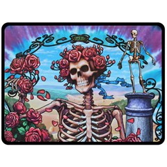 Grateful Dead Hippie Peace Roses Rock Music Legend Fleece Blanket (large) by Tsamara
