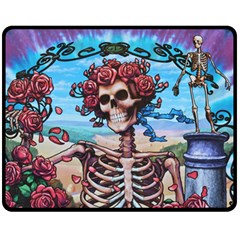 Grateful Dead Hippie Peace Roses Rock Music Legend Fleece Blanket (medium) by Tsamara