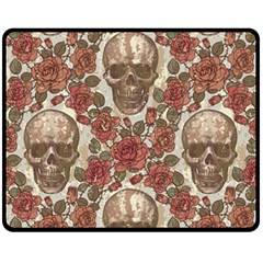 Skull And Roses Flowee Flora Floral Patterns Pattern Fleece Blanket (medium) by Tsamara