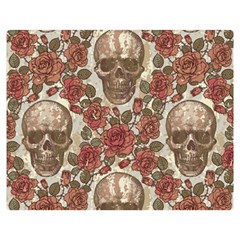 Skull And Roses Flowee Flora Floral Patterns Pattern Two Sides Premium Plush Fleece Blanket (teen Size) by Tsamara