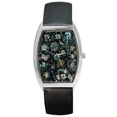 Pattern Flower Plants Leaves Nature Barrel Style Metal Watch by Tsamara