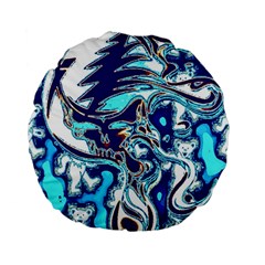 Trippy Dippy Bears Blue Dancing Greatful Dead Skull Steal Your Face Standard 15  Premium Flano Round Cushions by Salmanaz77