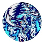 Trippy Dippy Bears Blue Dancing Greatful Dead Skull Steal Your Face Round Glass Fridge Magnet (4 pack) Front