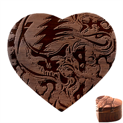 Trippy Dippy Bears Blue Dancing Greatful Dead Skull Steal Your Face Heart Wood Jewelry Box by Salmanaz77
