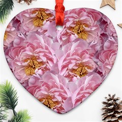 Peonies Nature Bloom Blossom Pink Heart Ornament (two Sides) by Tsamara