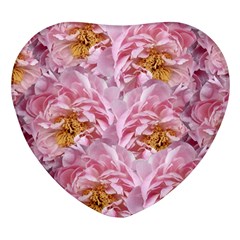 Peonies Nature Bloom Blossom Pink Heart Glass Fridge Magnet (4 Pack) by Tsamara
