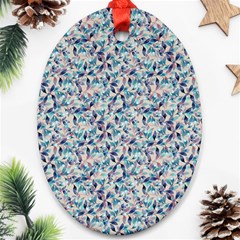 Blue Leaves (2) Oval Ornament (two Sides) by DinkovaArt