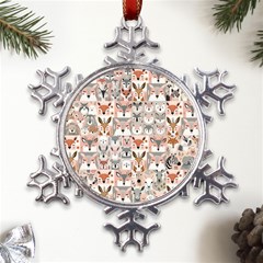 Mix Animal Faces Metal Large Snowflake Ornament by DinkovaArt