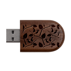 Rose Hip Pattern Branches Autumn Wood Oval Usb Flash Drive by Hannah976