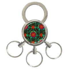 Mid Century Retro Floral 1970s 1960s Pattern 72 3-ring Key Chain by violetheavensky