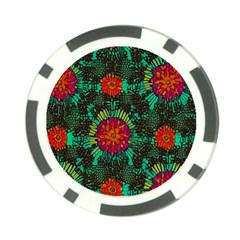 Mid Century Retro Floral 1970s 1960s Pattern 72 Poker Chip Card Guard by violetheavensky