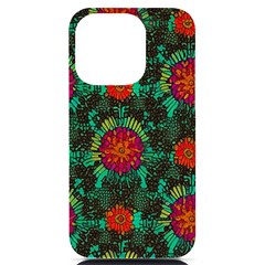 Mid Century Retro Floral 1970s 1960s Pattern 72 Iphone 14 Pro Black Uv Print Pc Hardshell Case by violetheavensky