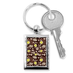 Mid Century Retro Floral 1970s 1960s Pattern 84 Key Chain (rectangle) by violetheavensky