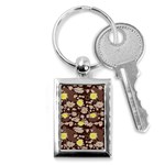 Mid Century Retro Floral 1970s 1960s Pattern 84 Key Chain (Rectangle) Front