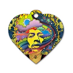Psychedelic Rock Jimi Hendri Dog Tag Heart (one Side) by Tsamara