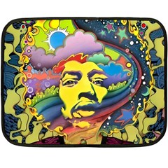 Psychedelic Rock Jimi Hendri 35 x27  Fleece Blanket (mini) by Tsamara