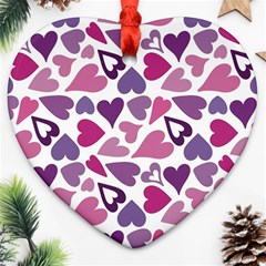 Heart Pattern Repetition Background Heart Ornament (two Sides) by Tsamara