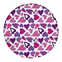 Heart Pattern Repetition Background Round Glass Fridge Magnet (4 Pack) by Tsamara