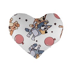 Bluey, Bluey Merch, Bluey Pattern, Bluey Bluey, Bingo, Bluey Design, Bluey Dog Standard 16  Premium Flano Heart Shape Cushions by avitendut
