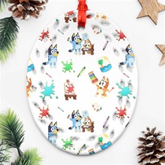 Bluey, Bluey Merch, Bluey Pattern, Bluey Bluey, Bingo, Bluey Design, Bluey Dog Oval Filigree Ornament (two Sides) by avitendut