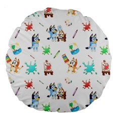 Bluey, Bluey Merch, Bluey Pattern, Bluey Bluey, Bingo, Bluey Design, Bluey Dog Large 18  Premium Round Cushions by avitendut