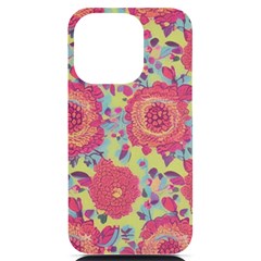Mid Century Retro Floral 1970s 1960s Pattern 82 Iphone 14 Pro Black Uv Print Pc Hardshell Case by violetheavensky