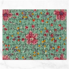 Mid Century Retro Floral 1970s 1960s Pattern 79 Rectangular Jigsaw Puzzl by violetheavensky