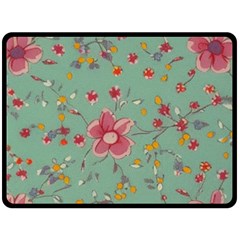 Mid Century Retro Floral 1970s 1960s Pattern 79 80  X 56  Two Sides Fleece Blanket (large) by violetheavensky