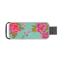 Mid Century Retro Floral 1970s 1960s Pattern 81 Portable Usb Flash (two Sides) by violetheavensky