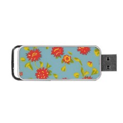 Mid Century Retro Floral 1970s 1960s Pattern 78 Portable Usb Flash (two Sides) by violetheavensky