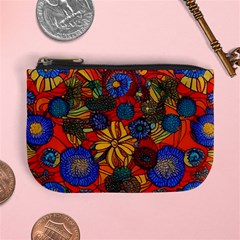 Mid Century Retro Floral 1970s 1960s Pattern 69 Mini Coin Purse by violetheavensky