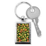Mid Century Retro Floral 1970s 1960s Pattern 68 Key Chain (Rectangle) Front