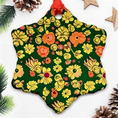 Mid Century Retro Floral 1970s 1960s Pattern 68 Snowflake Ornament (two Sides) by violetheavensky