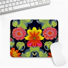 Mid Century Retro Floral 1970s 1960s Pattern 54 Small Mousepad by violetheavensky